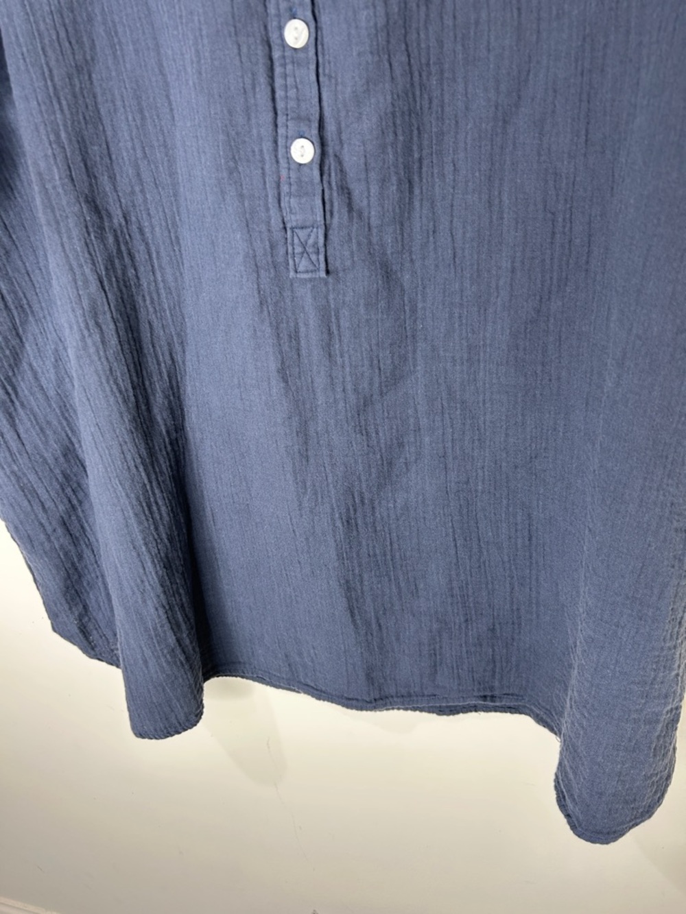 QUINCE 100% Organic Cotton Gauze Roll Sleeve Shirt Indigo Blue Size 3X - Picture 12 of 16